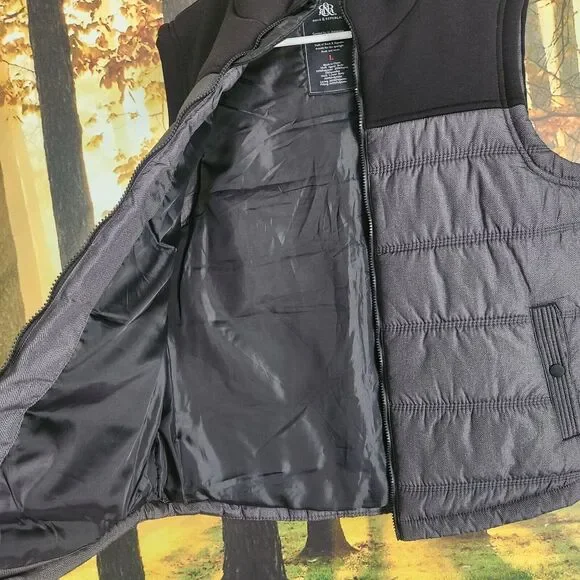 Rock & Republic Mens L Puffer Vest Insulated Gray And Black Zip Up Jacket Coat - Picture 4 of 11